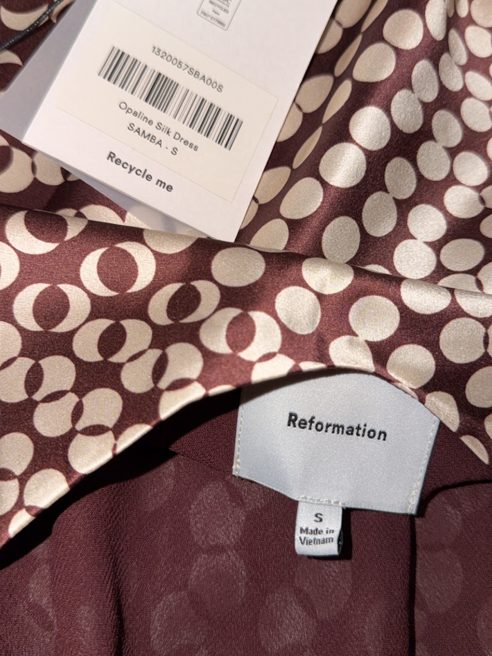 Reformation Brown & Cream Halter-Style Printed Mini Dress - Picture 5 of 5